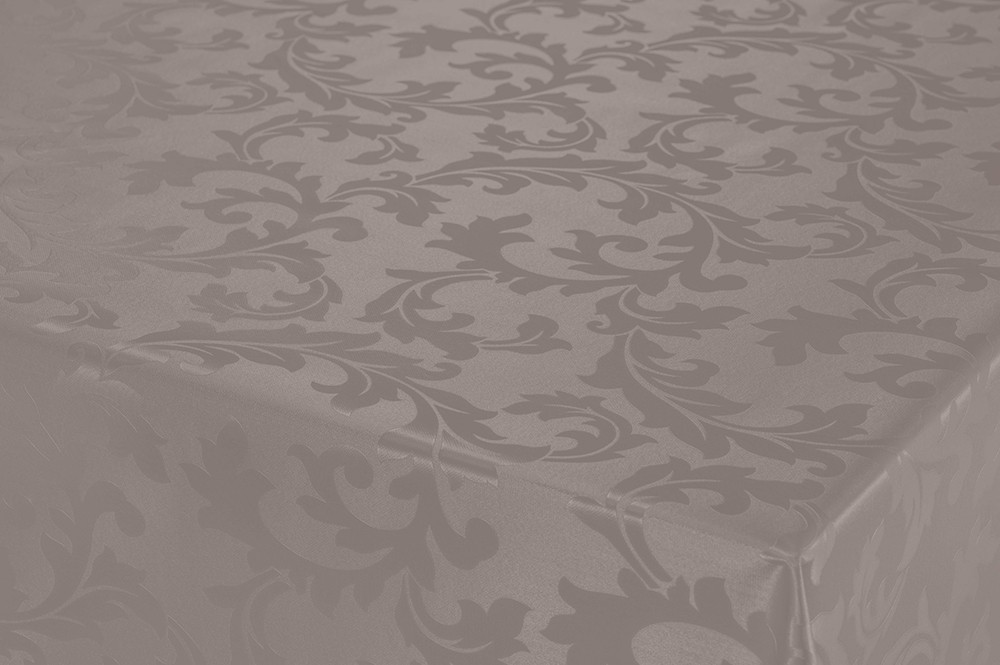 Embossed PVC Tablecloth Leaf Taupe