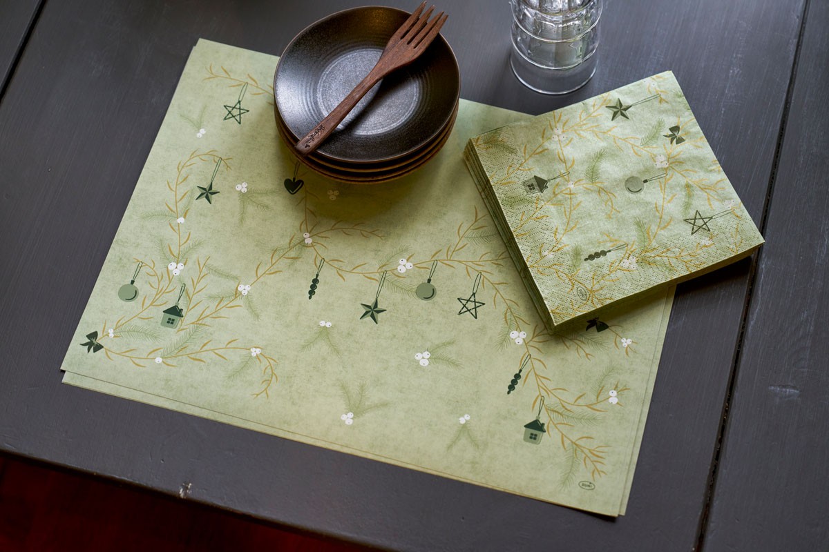 Duni Noel Pistachio Dunicel® Placemat with matching napkin