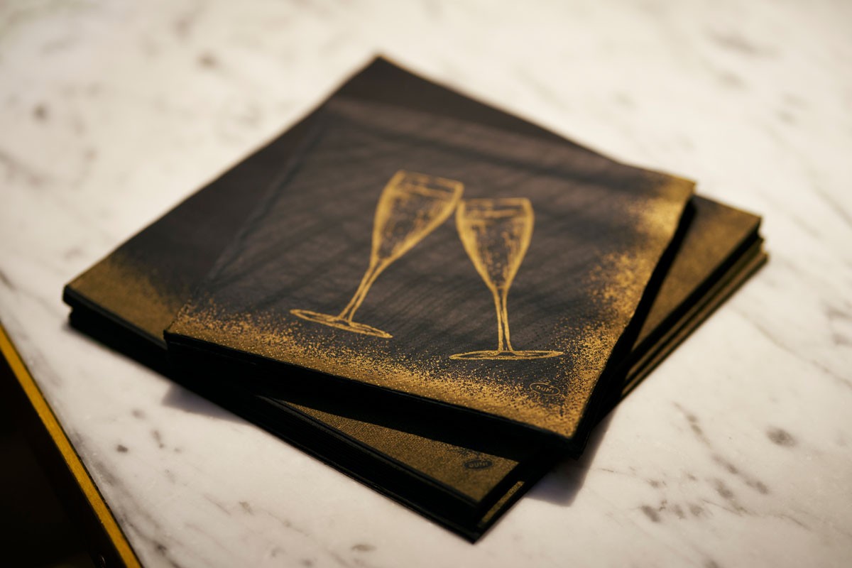 Duni Sparkly Cheers Black Napkins