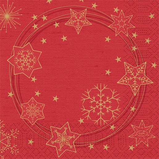 Duni Christmas Star Shine Red Tissue Napkin 3ply 33cm