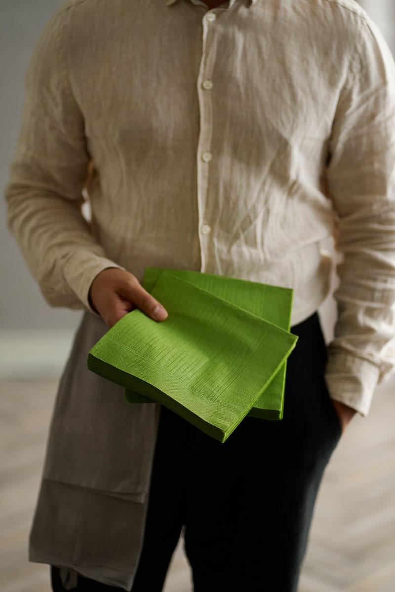 4 ply Napkins Leaf Green