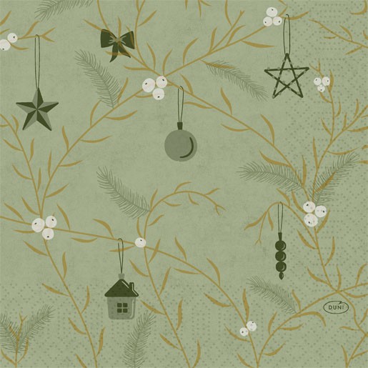 Duni Christmas Noel Pistachio Tissue Napkin 3ply 33cm