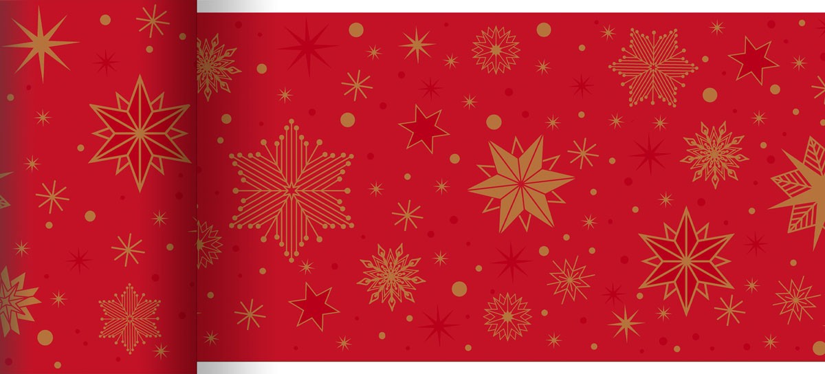 Duni Christmas Stargazing Red Dunicel® Table Runner, 15cm x 20m