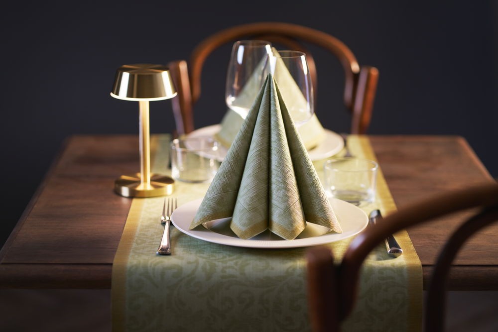 Rich Damast Pistachio Green Duni Napkin 40cm x 40cm