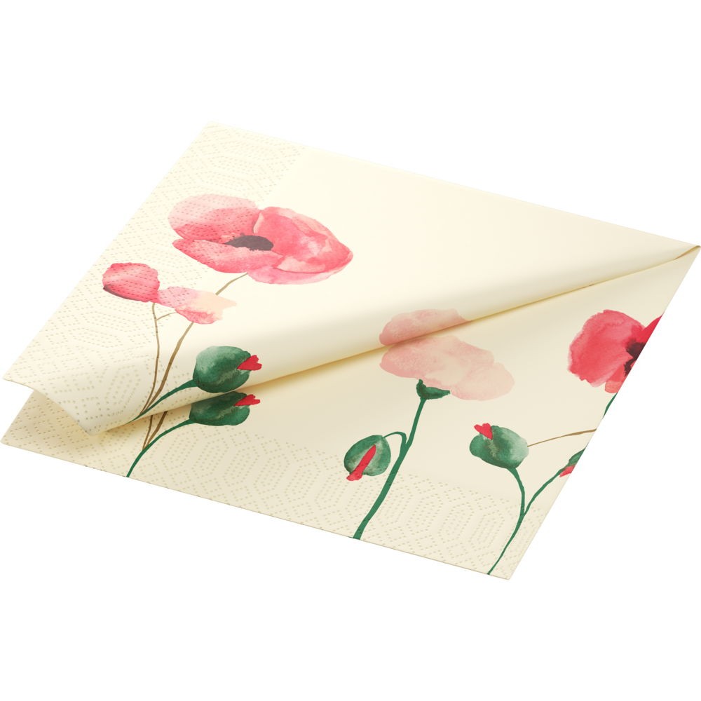 Duni Poppy Charm Tissue Napkin, 3ply 40cm x 40cm