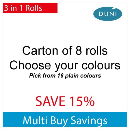 Duni 3 in 1, Carton of 8 rolls, mixed colours