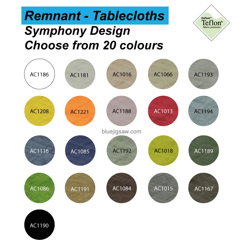 REMNANT Symphony Acrylic Coated Tablercloth Colours
