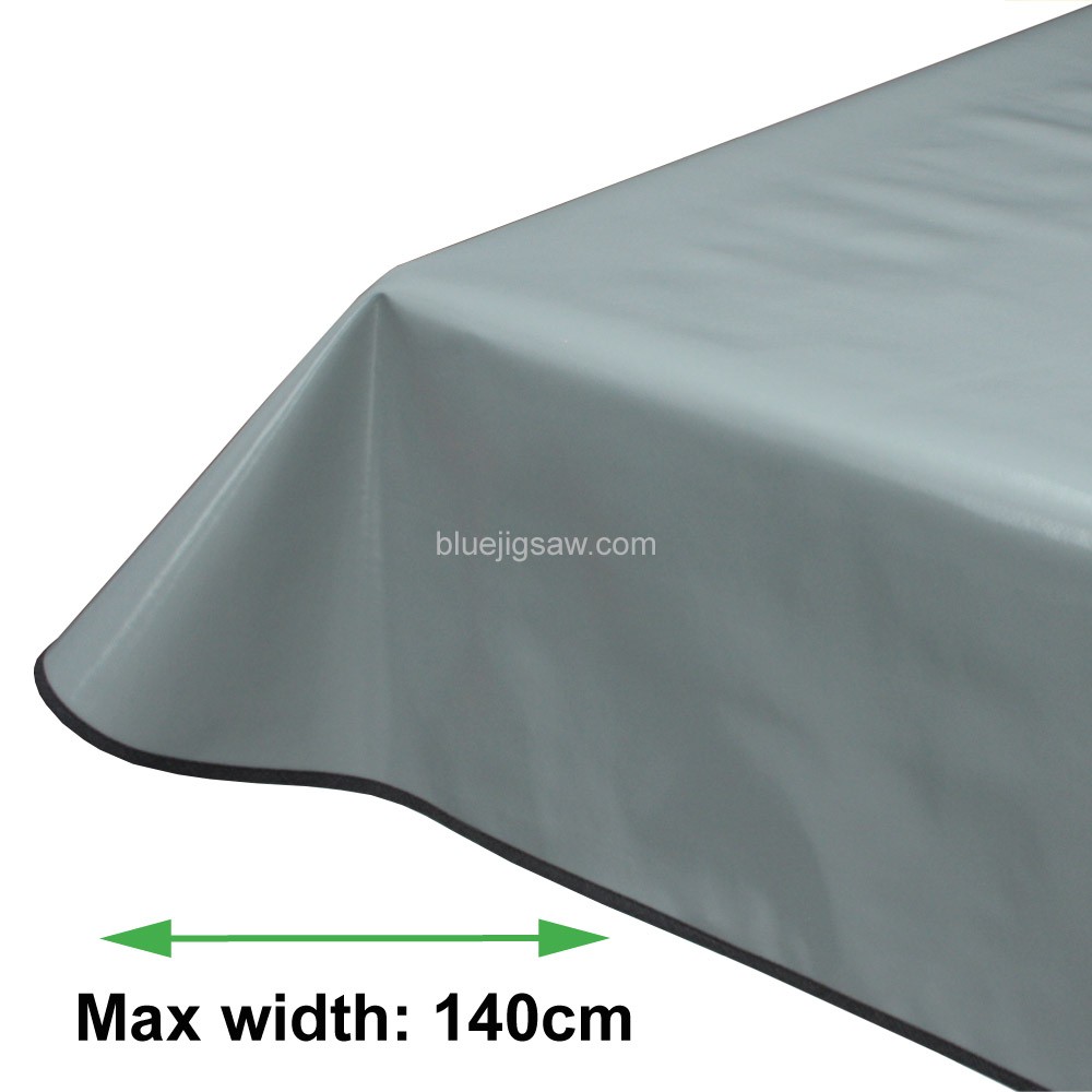 Grey PVC Tablecloth With Bias Binding & Rounded Corners