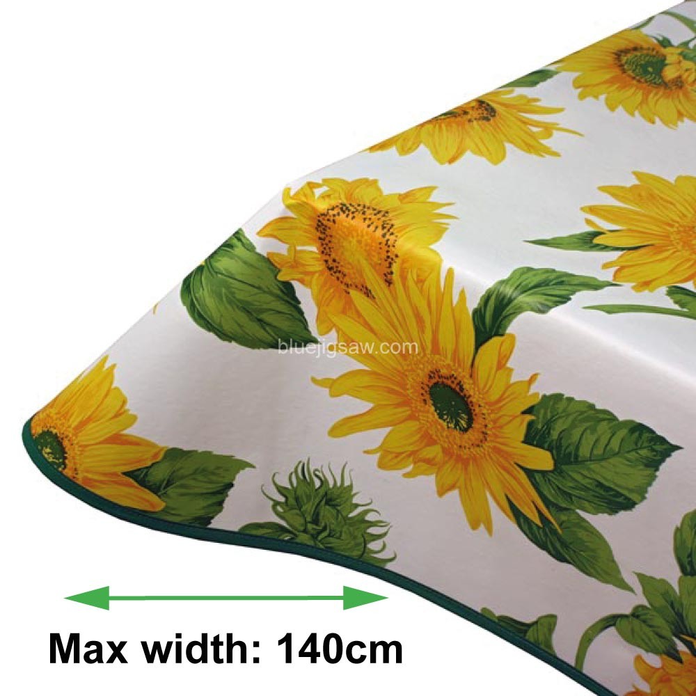 Sunflower PVC Tablecloth With Rounded Corners & Bias Binding