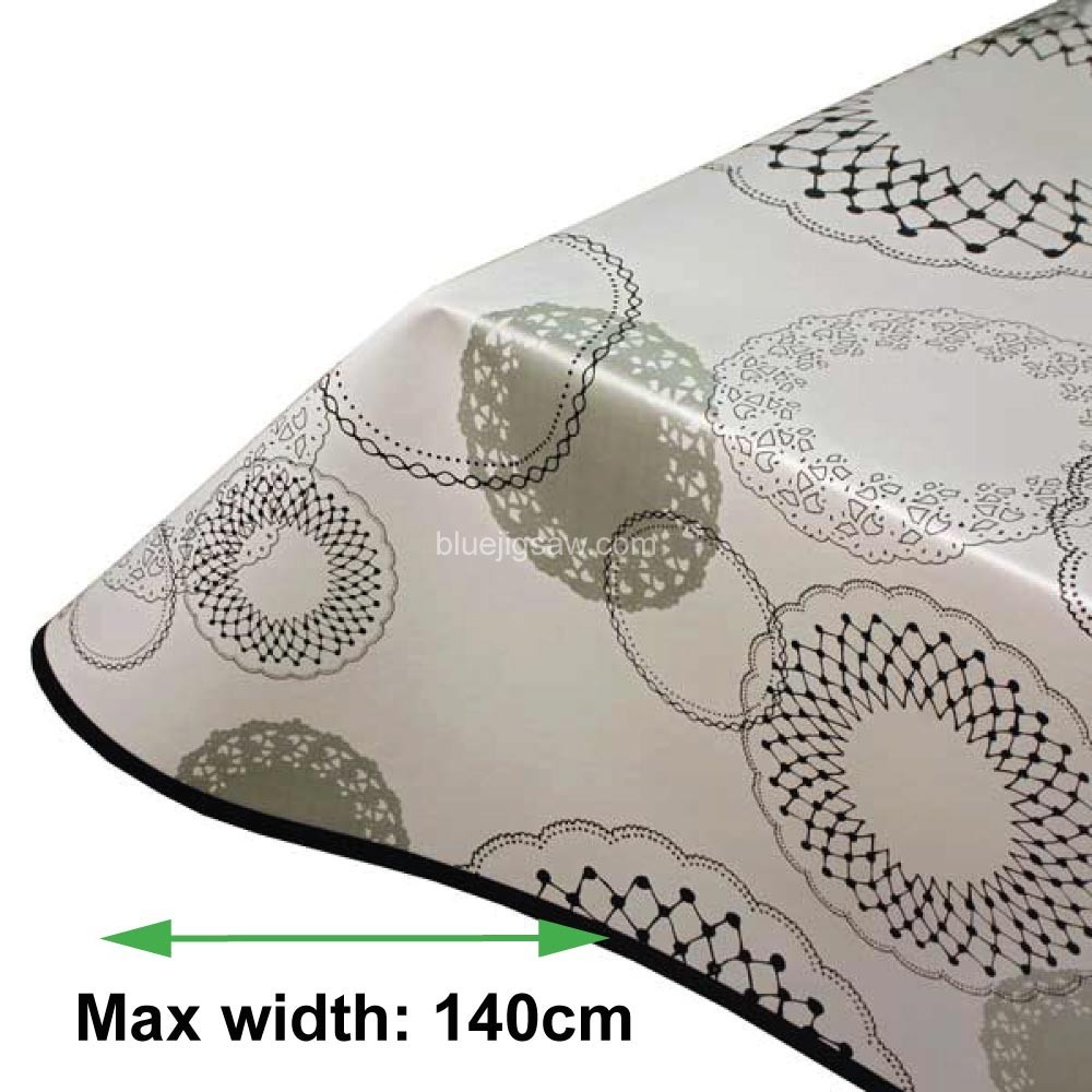 White Illusion PVC Tablecloth With Rounded Corners & Bias Binding