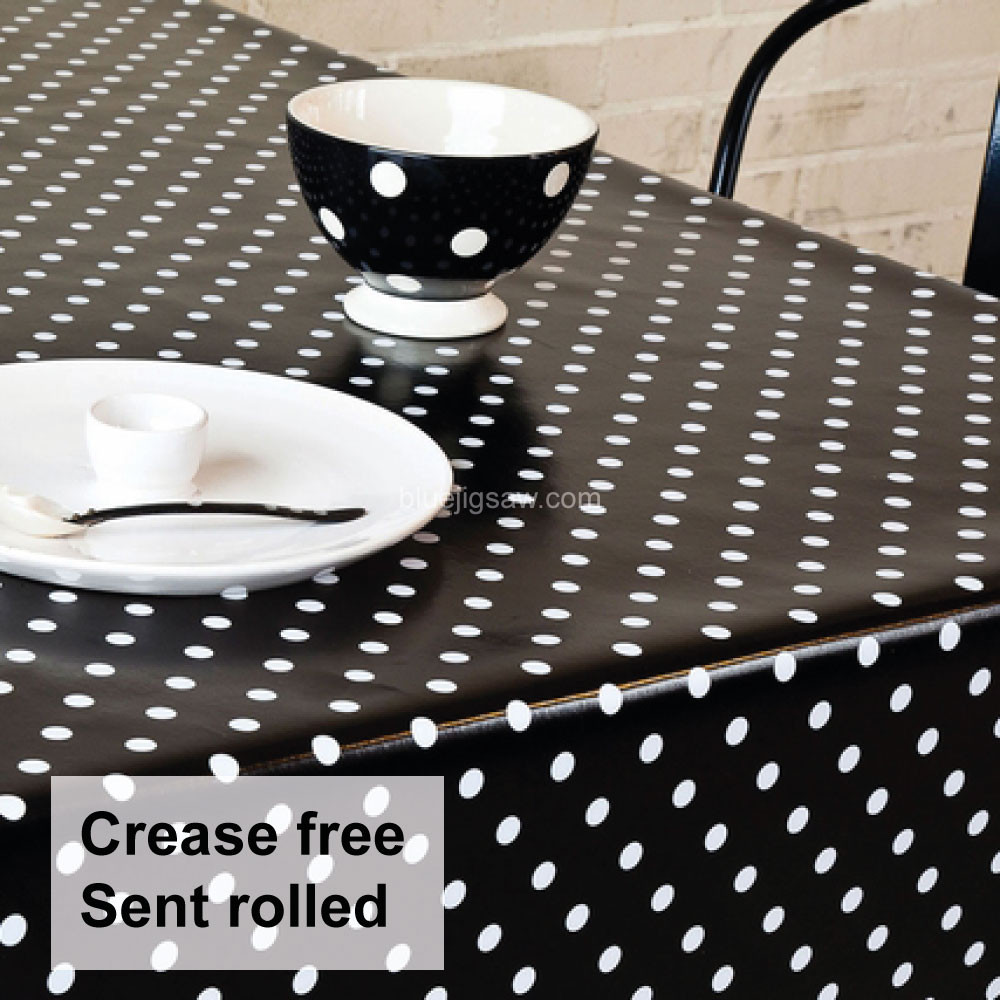 Black Polka Dot PVC Tablecloth