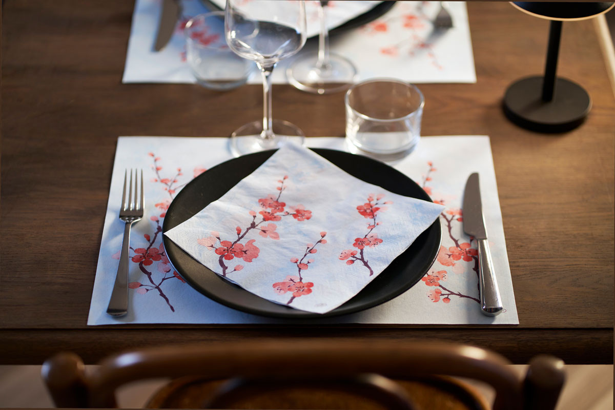 Cherry Breeze Blue Napkin, 3ply 40cm