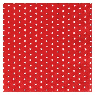Home Fashion 3ply 33cm Paper Napkins, Mini Stars Red