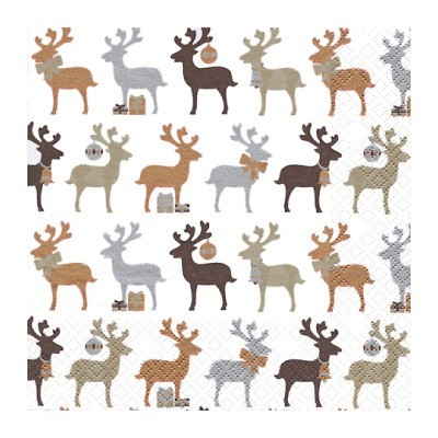 Home Fashion 3ply 33cm Paper Napkins, Reindeer Copper