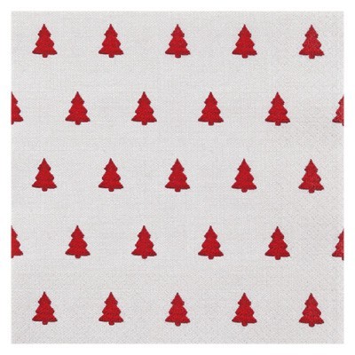 Home Fashion 3ply 33cm Paper Napkins, Linen Trees Red