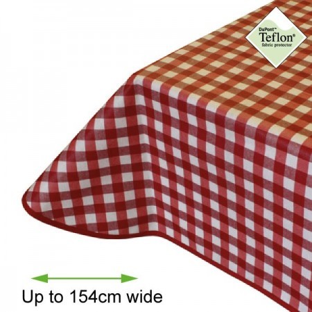 Acrylic Coated Tablecloth 15mm Green Gingham 154cm Diameter