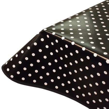 Black Polka Dot Wipeclean PVC Tablecloth