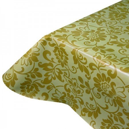 Metallic Gold Damask Wipeclean PVC Tablecloth