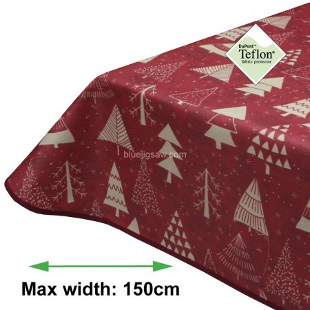 Nordic Red Christmas Acrylic Coated Tablecloth with Teflon