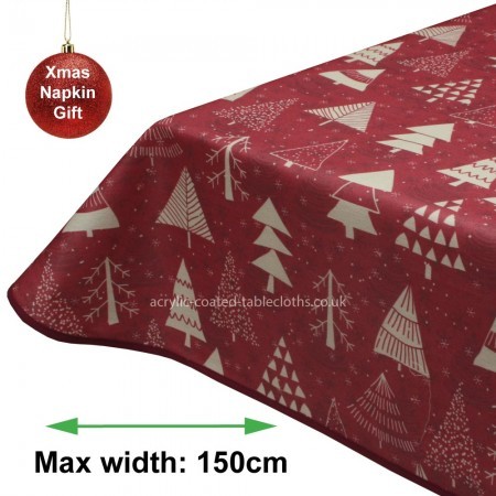 Nordic Red Christmas Acrylic Coated Tablecloth