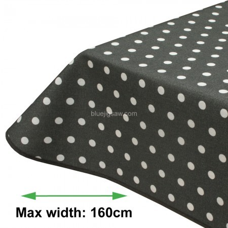 Polka Dot slate 15mm Acrylic Coated Tablecloth