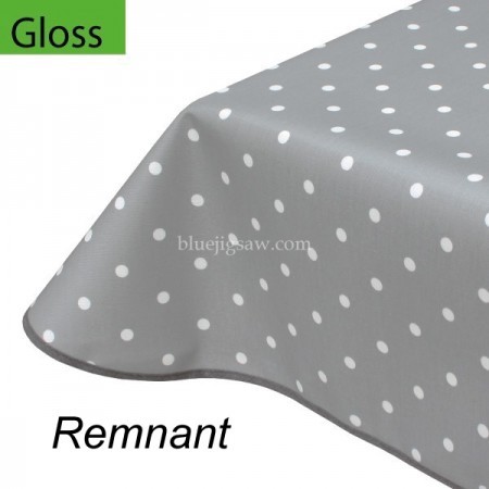 Gloss PVC Oilcloth Remnant, Polka Dot Smoke Grey