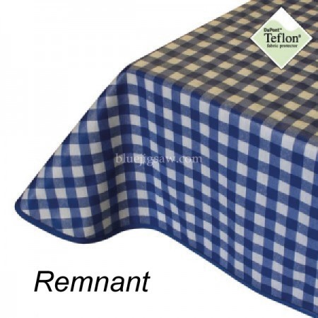 Acrylic Coated Fabric Remnant, 15mm Gingham Blue 135cm x 263cm