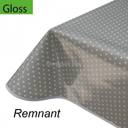 Gloss PVC Oilcloth Remnant, Stars Grey 132cm x 230cm