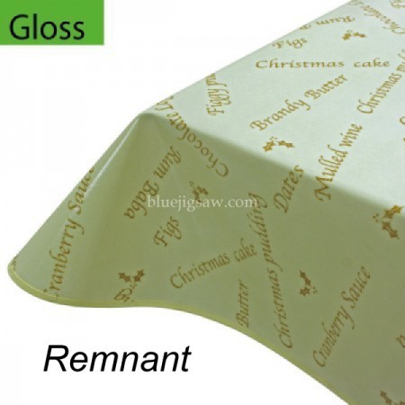 Gloss PVC Oilcloth Remnant, Christmas Ivory 135cm x 236cm