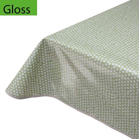Gloss PVC Oilcloth Remnant, Simply Spots Green 132cm x 153cm
