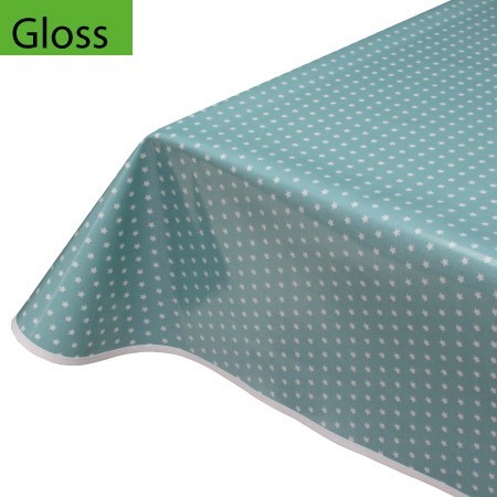 Gloss PVC Oilcloth Remnant, Stars Turquoise 114cm x 111cm