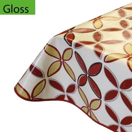 Gloss PVC Oilcloth Remnant, Red Leaf 132cm x 200cm