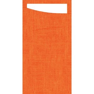 Duni Sacchetto® Dunisoft® Sun Orange, White Napkin