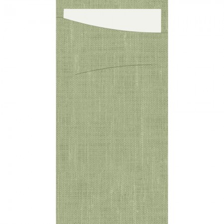 Duni Sacchetto® Dunisoft® Pistachio Green, White Napkin