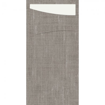 Duni Sacchetto® Dunisoft® Granite Grey, White Napkin