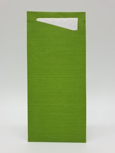 Duni Sacchetto® Tissue, Leaf Green, White Napkin