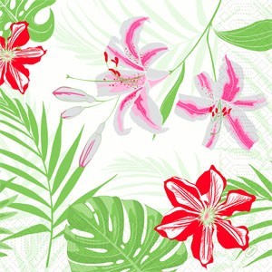 Duni Tissue Design Napkin, 3ply 40cm x 40cm, Tropical Lily
