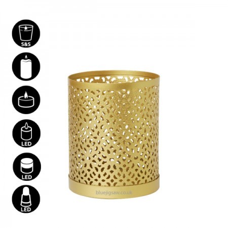 Duni Bliss Candle Holder, Gold, 100mm x Ø80mm