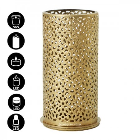 Duni Bliss Candle Holder, Gold, 140mm x Ø75mm