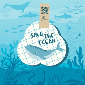 Duni Save The Ocean 3ply Tissue Napkins 33cm x 33cm