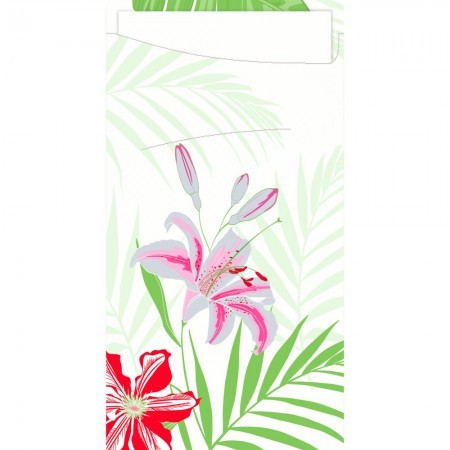 Duni Tropical Lily Sacchetto Bio Dunisoft®, White Napkin