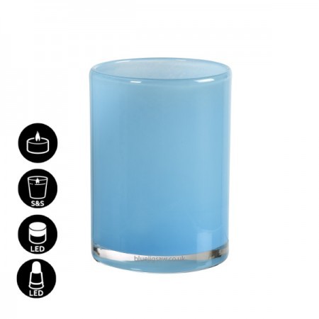 Duni Blue Silky Candle Holder, 115mm x Ø85mm