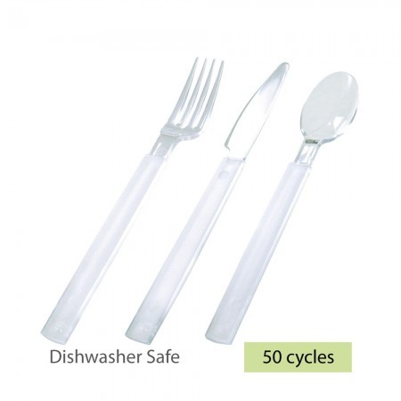 Duni Clear Cutlery Set of 6, Reusable Transparent