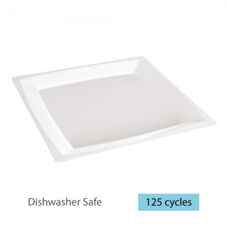 Duni Premium Square Dinner Plate, Milan, 23cm x 23cm, White