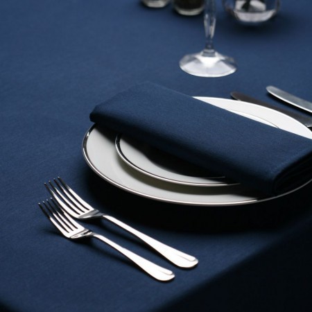 Navy Blue Polyester Tablecloth 174cm x 325cm with 2 Colour Print - Sigvaris Group