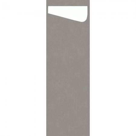 Duni Sacchetto® Slim Dunisoft® Granite Grey, White Napkin