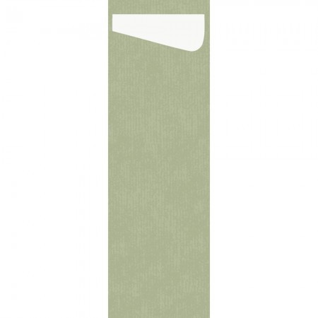 Duni Sacchetto® Slim Dunisoft® Pistachio Green, White Napkin