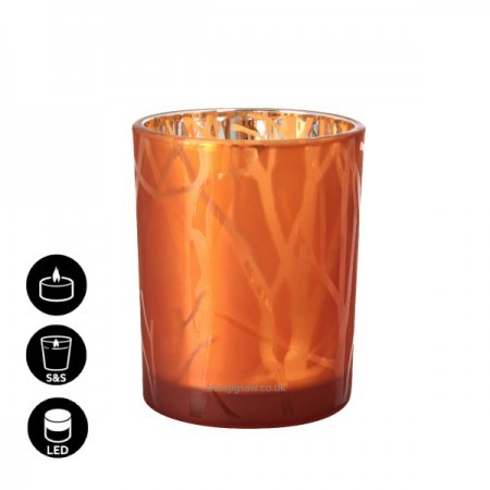 Shimmer Frosted Glass Candle Holder, 100mm x Ø80mm, Rustic