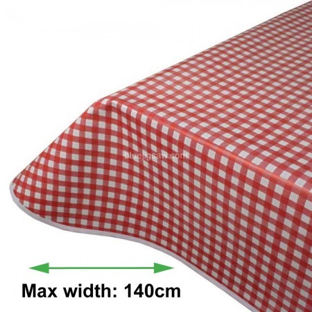 Red Gingham Vinyl PVC Tablecloth