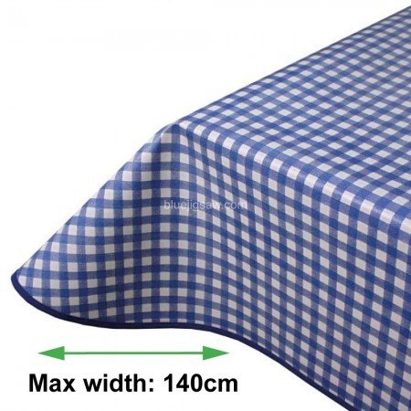 Blue Gingham Vinyl PVC Tablecloth